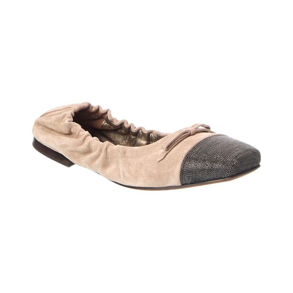 Brunello Cucinelli Suede Flat, Brown
